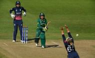 BRISTOL, ENGLAND - JULY 05: South Africa batsman Sune Luus hits out watched by Sarah Taylor during the ICC Women's World Cup 2017 match between England and South Africa at The County Ground on July 5, 2017 in Bristol, England. (Photo by Stu Forster/Getty Images)